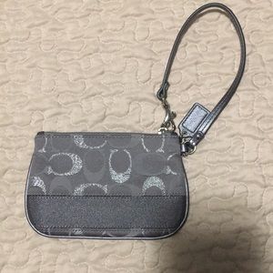 Silver Coach Wristlet